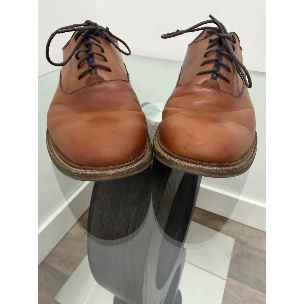 Vince Camuto Lawsen Mens Cognac Brown Leather Oxford Dress Shoes VY-LAWSEN 12M
